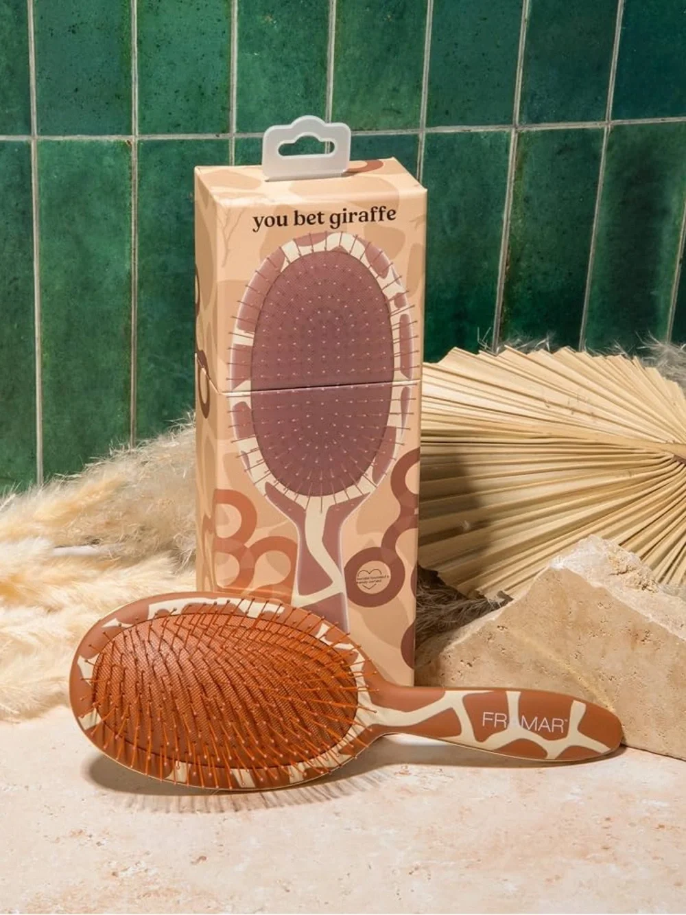 You bet Giraffe Print Cushion Paddle Wet Dry Hair Brush Brown & Cream Detangler